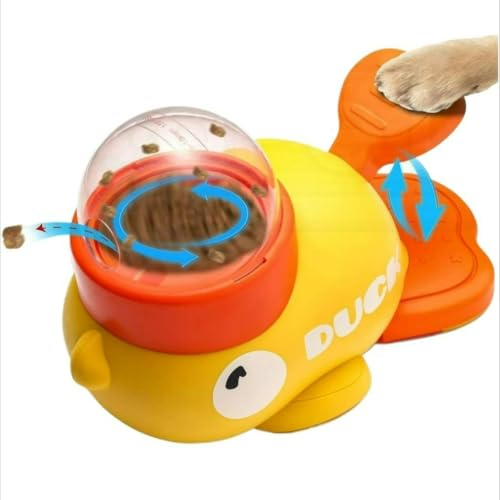 Brinquedo Interativo Pato Dispensador de Petisco Ração Lento Cachorro Gato Cães Patinho Lançador Pet