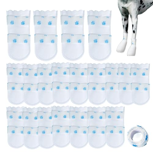 18 Stück Einweg-Hundesocken Pfotenschutz Atmungsaktive Hunde Schuhe Wasserdicht Verhindert Das Lecken DerPfoten. Mit Einer Rolle Pfotenbandage Für Mittelgroße Und Große Hunde