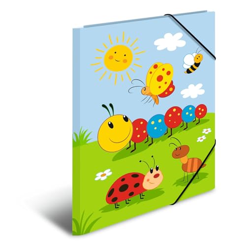 HERMA Sammelmappe A3 Kinder Geburtstag Eckspanner-Mappe aus Pappe mit Kindergarten Motiv Gummizug Innenklappen und Innendruck für Jungen Mädchen und Kinder
