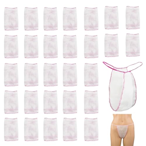 OUDQFCJ 30 Pcs Tangas Desechables para Mujer con Forro de Algodón - Higiénicos para Tratamientos Cosméticos y Médicos, Minibragas de Un Solo Uso para Estética y Bienestar, Color Blanco
