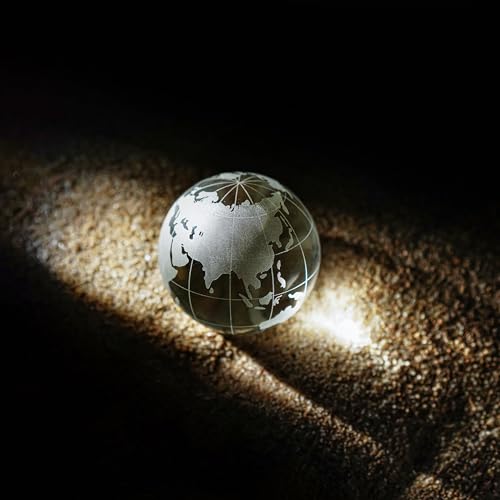 ZEERSHEE 60mm World Globe Crystal Earth Ball Paperweight with Stand Glass Sphere Display Globe Ball Decor for Home Office Desk Unique Gift for Men Women