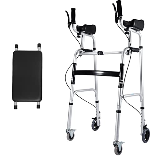 Gehrahmen Faltbarer Rollator für Senioren, Gehhilfe für Senioren, aufrechter Rollator für mit (Rückenlehne, Bremse, Armlehne und Sitz) (Size : 52x54x110cm) Cover