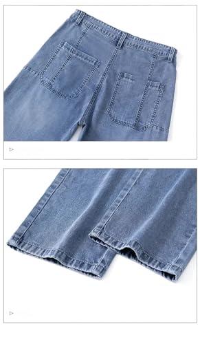 Men's Thin Soft Jeans, Mid-Rise Straight Casual Wide-Leg Pants Zipper Street Jeans4