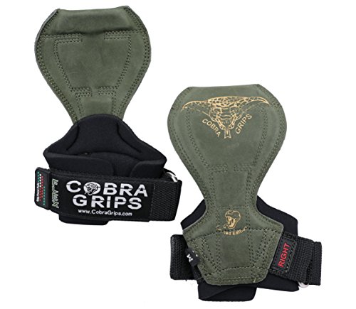 2018 Cobra Grips Flex Model Weight Lifting Gloves Heavy Duty Straps Alternative Power Lifting Hooks Best for Deadlifts with Padded Wrist Wrap Support Bodybuilding (Small, Green Leather)