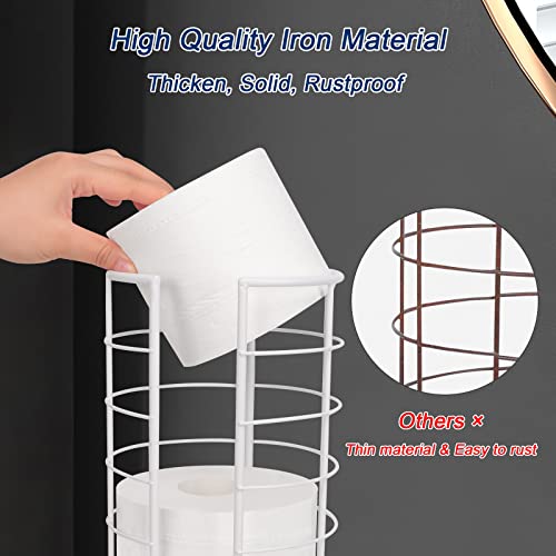 Nearmoon Toilet Paper Organizer Stand, Free Standing 3 Rolls Tissue Storage, Metal Bathroom Accessory, Rustproof Toilet Roll Holder For Kitchen Countertop Inside Cabinet Shelf(Metal Base, White) #TOP2