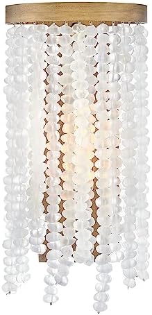 Fredrick Ramond Dune FR30200BNG Single Light Boho Chic Sconce - Boho Chic, Hand-Strung Soft White Sea Glass Fringe - Burnished Gold Finish
