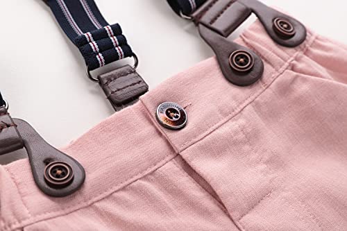 Baby Boys Gentleman Outfits Suits, Infant Short Sleeve Shirt+Bib Pants+ Tie Overalls Clothes Set,12-18M #TOP4