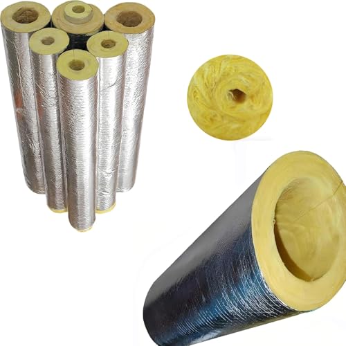 Tubo aislante de lana de vidrio, aislamiento for tuberías, material aislante autoadhesivo de espuma for tuberías, resistente a la humedad, al fuego y al calor, 1 m de longitud.(219mm,50MM)