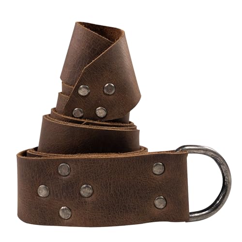 Viking Belt for Men, Renaissance Knight Belt, Half Ring Closure, Full Grain Leather, Handmade Accessories, Bourbon Brown3