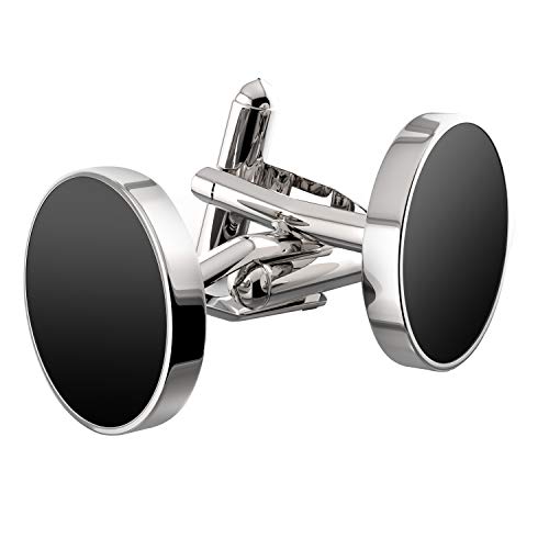 UHIBROS Jewelry Stainless Steel Classic Tuxedo Shirt Cufflinks for Men Unique Business Wedding White