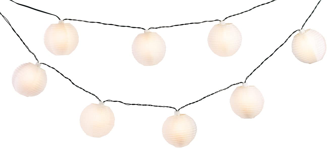 Lunartec Mini Solar Lichterkette: 2er-Set Solar-LED-Lichterketten, warmweiß, je 50 weiße Lampions, IP44 (Lichterkette außen Lampion, Balkon, Ball)