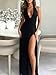 Halfword Women's Summer 2024 Deep V Neck Sexy High Slit Infinity Backless Club Party Date Night Maxi Dress Black