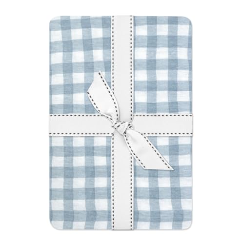 Butterblu Frankie Fitted Crib Sheet 100% Organic Cotton for Baby & Toddler Mattress Breathable for Boys & Girls Blue Check One Size
