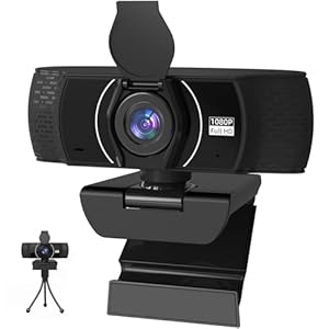 Full HD Webcam for PC 1080P with Microphone,Computer Webcam 110° Field of View Streaming Camera with Cover Tripod Auto Light Correction Webcams for Zoom,Video Call, Skype,Teams