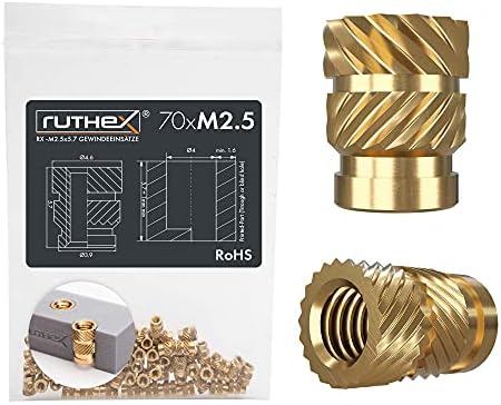 ruthex M8 wkładka gwintowa  20 sztuk RX- M8x12.7 złącze z mosiądzu  Stabilna nakrętka do elementów plastikowych wprowadzanie do wydrukowanych w 3D części za pomocą ciepła lub ultradźwięków