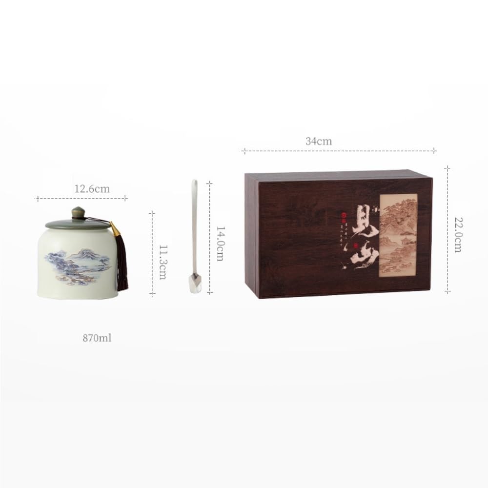 Set Da Tè Barattolo di ceramica for conservare il tè sfuso, barattolo sigillato, barattolo for conservare i condimenti da cucina, set da tè cinese retrò, set di scatole regalo con doppio barattolo Bar