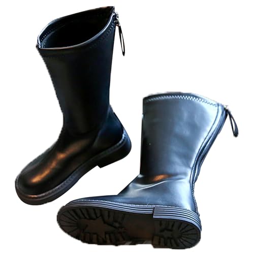 LNNLOO Botas De Equitación Ecuestres Para Niña (26-36), Botas Altas Ecuestres, Punta Redonda + Hasta La Rodilla, Impermeables + Antideslizantes, Para Niños Pequeños De Primavera Y Otoño,28,Black