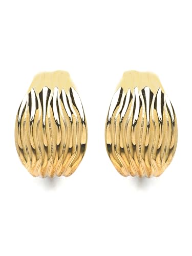 Image of Bohey by KARATCART Gold-Toned Classic Half Hoop Earrings for Women