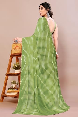 Image of MIRCHI FASHION Women Saree Shibori Print Chiffon | Elegant Festive and Functional Sari for All-Day Comfort with Matching Blouse