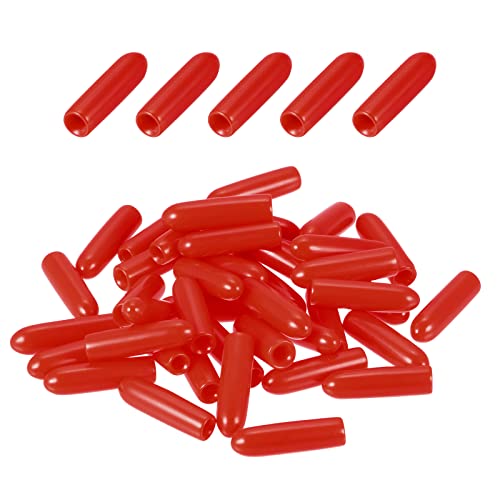 DMiotech 50 Pack 3/32" ID Red Screw Thread Protectors Rubber End Caps Bolt Covers for Screw Bolt Furniture Pipe