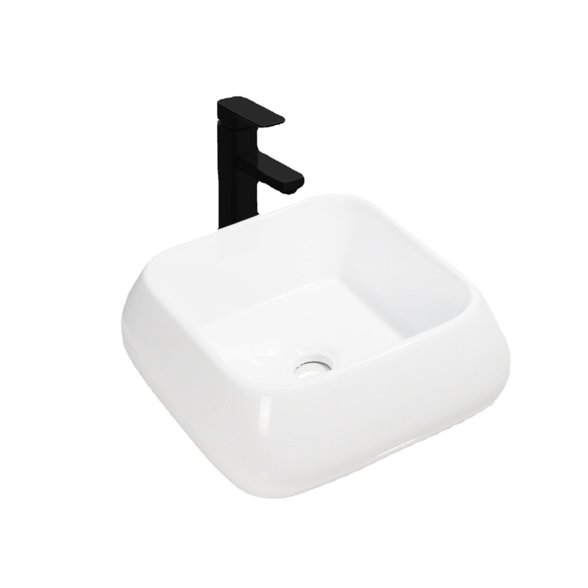Lavabo à poser en céramique moderne et minimaliste pour salle de bain et balcon