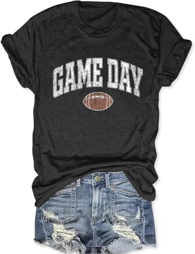 Game Day Shirts Women Football Shirt Cute Graphic Tshirt Casual Short Sleeve Sunday Tee Tops
