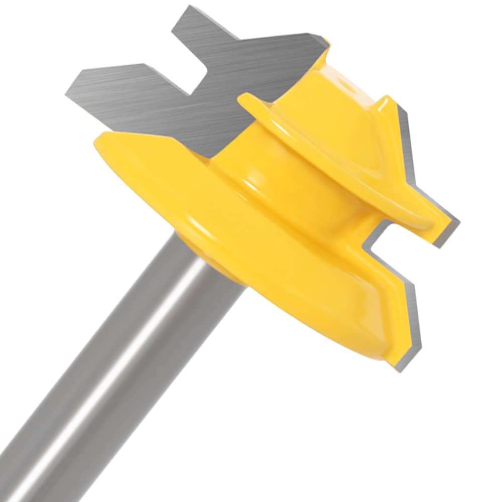 Mesee Fraise à rainurer 45° à onglet en carbure - tige 8mm bois - bits routeur pour menuiserie meuble - jaune