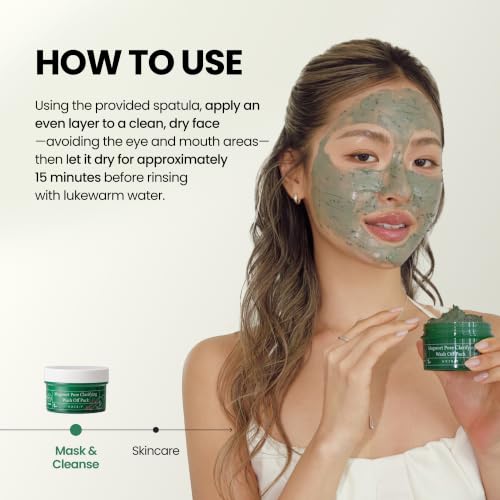 Image of AXIS-Y Mugwort Pore Clarifying Wash Off Pack - Face Exfoliator Targets Clogged Pores, Whitehead & Blackhead Remover - Vegan Korean Skin Care Glass Skin Clay Mask - 100 ml
