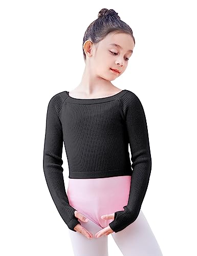 Daydance Girls Long Sleeve Dance Sweater Soft Ballet Warm Up Pullover for Leotards