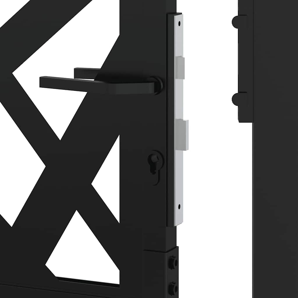 Generico Cancello da Giardino Nero 105x155 cm in Acciaio Design Leggero,Nero,21.7kg,4100951