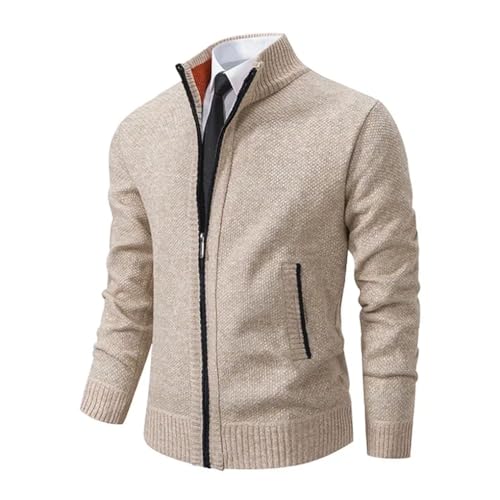 Men's Cardigan Sweater Casual Sports Solid Color Stand Collar Sweater Zipper Cardigan2