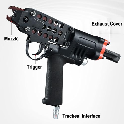 Pistola neumática de grapas de anillo de cerdo, 24 mm, grapadora de anillo C para colchón de resortes, alicates de anillo de cerdo de 3,2 a 5,6 mm de diámetro de cierre
