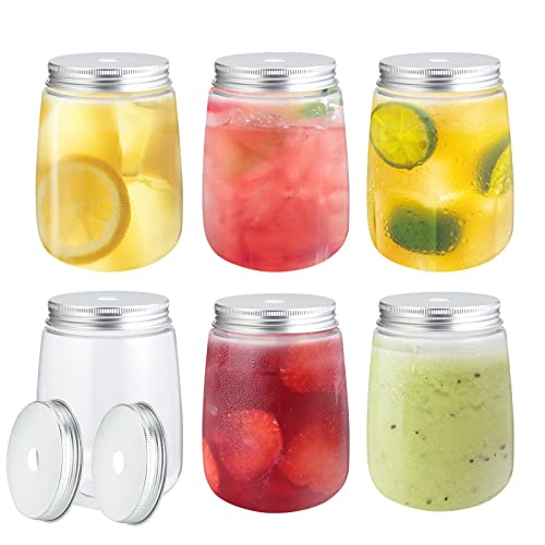 Lanthour Trinkbecher mit Strohhalm, Trinkgläser 6 Stück 500ml Trinkflasche Wasserflasche Ideale Flasche für Party Zuhause Büro Cover
