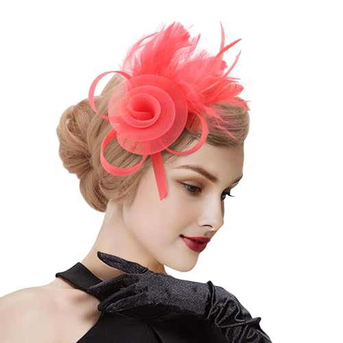 Image of DRESHOW Fascinators Hats for Women Tea Party Fascinator Hats Vintage 50s Headwear Cocktail Wedding Church Derby Hat