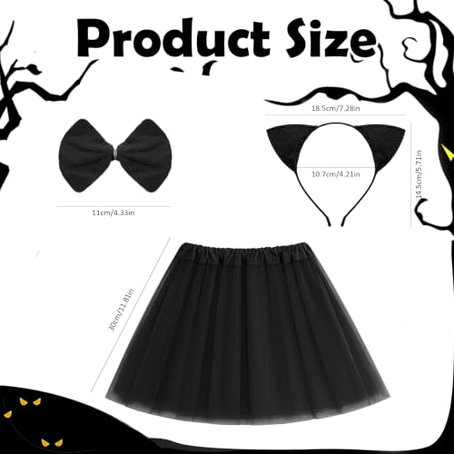 Lucky Merit 3Pcs Halloween Costumes for Girls Kids Headband, Bow Tie & Tutu - image 2