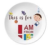 Plato de porcelana con texto en inglés 'I Am From Saint Vicent Grenadines