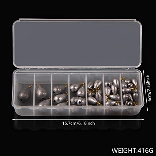 Foto von 54stk Dropshot Angelblei Gewichte Angelzubehör Set Angeln Gewichte Drop Shot Blei Sinker Bass Casting Angelgewichte Kit Salzwasserangeln Bleie Set
