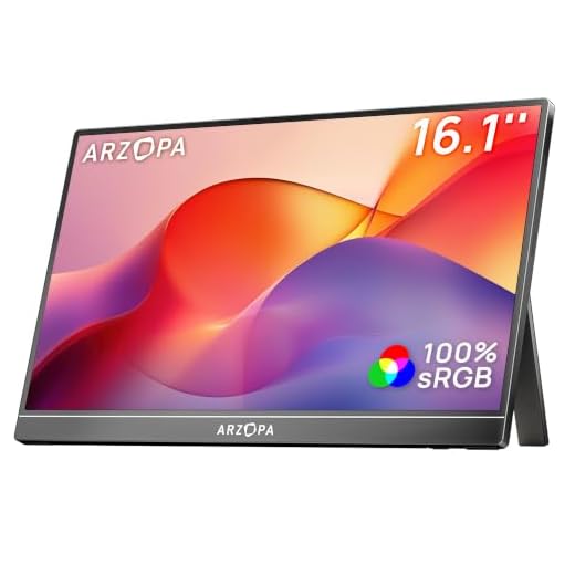 ARZOPA Monitor portátil de 16.1", monitor portátil para laptop 100% sRGB FHD 1080p, tela IPS para cuidados com os olhos para escritório e entretenimento de - Z1C