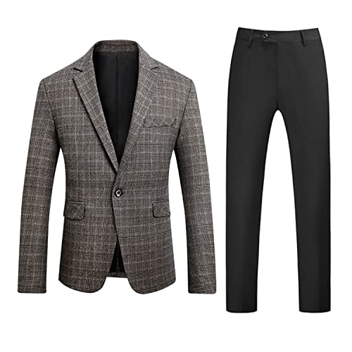 Costume homme deux pièces veste pied de poule pour look chic sans effort