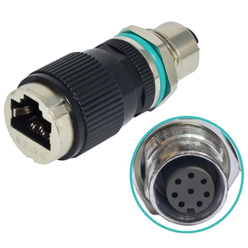 Adaptador industrial de 12 mm de código D a Cat6 de 10 Gb/s resistente al agua IP68
