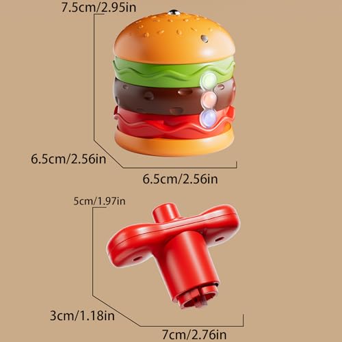 Spin Toy, Light Up Hamburger Balance Game with Music, Interactive Portable Travel Spinner for Children Fun Learning Activity at Home Kindergarten School Playroom Entertainment – Image 3