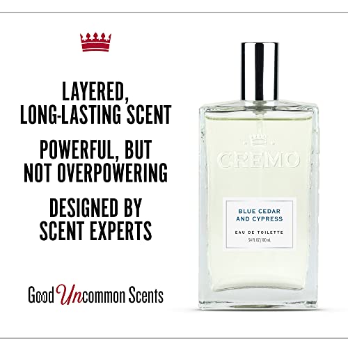 Cremo Blue Cedar & Cypress Cologne Spray, A Woodsy Scent With Notes Of Lemon Leaf, Cypress And Cedar, 3.4 Fl Oz #TOP2