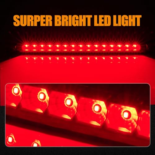 Image of Third 3rd Brake Light LED for 2001 2002 2003 2004 Nissan Pathfinder, High Mount Rear Brake Lights Assembly for 01 02 03 Infiniti QX4, Waterproof Center Cab Lamp Stop Light (Black)