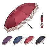 UTHDLM Paraguas Plegable Compacto de 3 Pliegues, Estructura de Acero de 10 Varillas, Antiviento e Impermeable, Ligero y Portátil, Paraguas de Viaje para Hombre y Mujer(Red)
