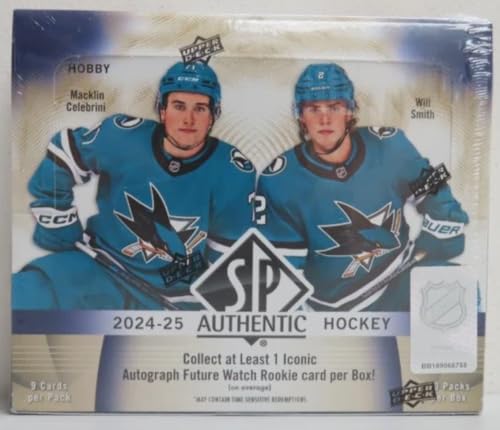 Upper Deck 2024-25 NHL SP Authentic Hockey Factory Sealed Hobby Box. 10 Packs of 9 Cards. 1 Autographed Future Watch Rookie Card Per Box on average. See Scans for complete details
