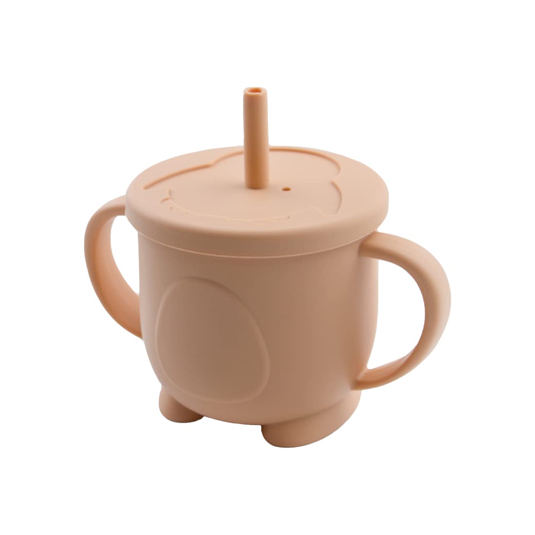 GUCHIGU Mini Cup + Straw Training System - 100% Silicone Training Cup for Infants + Toddlers | Reusable Portable Baby Sippy Drinking Cup for Kids | BPA Free | Cute Penguin Shape (Peach Nougat)-image-25