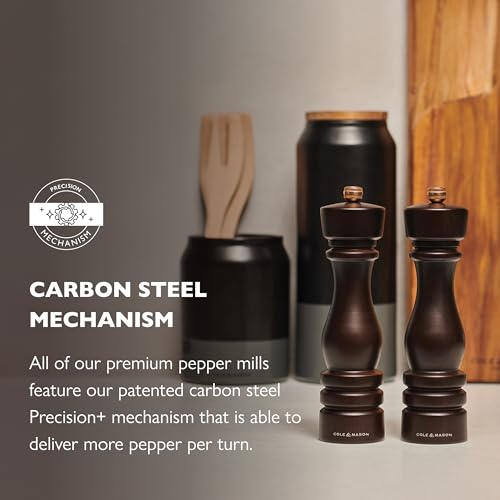 Cole & Mason London Chocolate Wood Pepper Mill, Precision+ Carbon Mechanism, Pepper Grinder with Adjustable Grind, Beech Wood, 220mm, Seasoning Mill, Lifetime Mechanism Guarantee - Image 5
