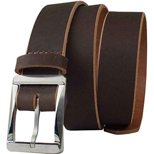 Titanium Work Belt - USA Made Genuine Full Grain Leather with Certified Nickel Free Titanium Buckle