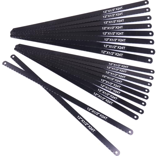 HKATOPS 20pcs 12' X24T Hacksaw Blades,High Carbon Steel Hand Saw Replacement Blades for Gardeners,PVC Pipes,Wood Saws Cutting