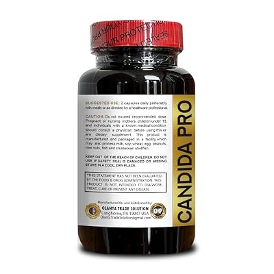 Candida PRO Complex - Natural Candida Cleanse, Wormwood herb Organic, Arabinogalactan, Organic Anise Seeds Whole - 1 Bottle 60 Capsules